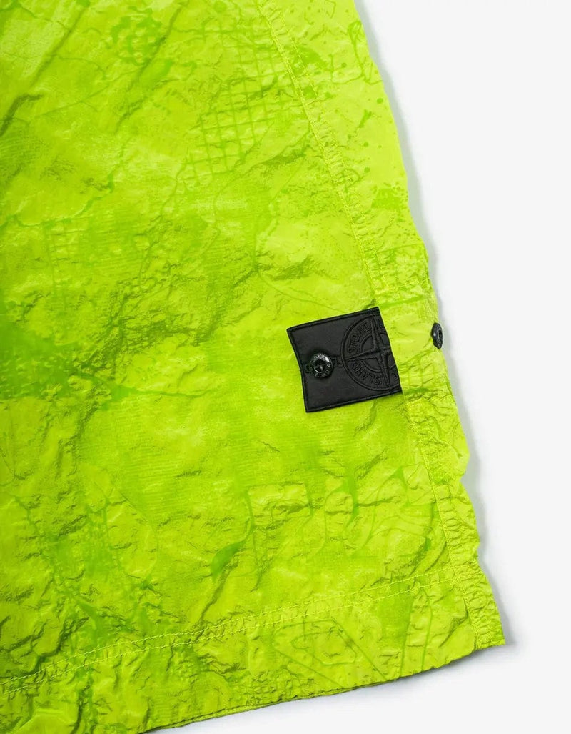 Stone Island Shadow Project Green Nylon Metal Waffle Swim Shorts