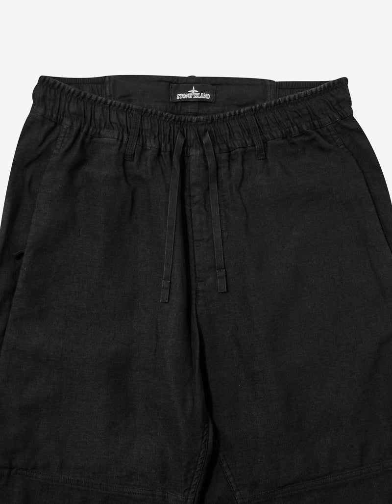 Stone Island Shadow Project Stone Island Shadow Project Black Linen-Blend Cropped Trousers