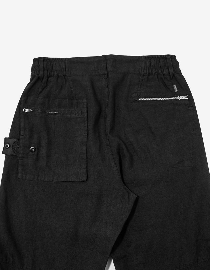 Stone Island Shadow Project Stone Island Shadow Project Black Linen-Blend Cropped Trousers