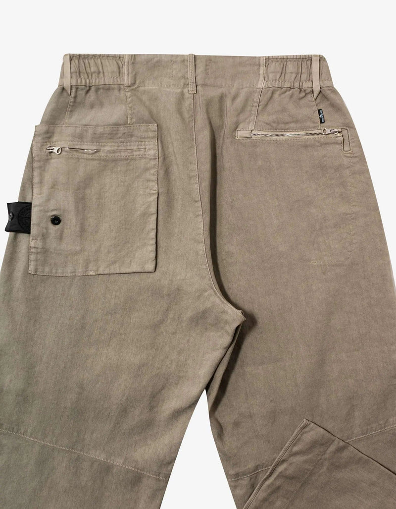 Stone Island Shadow Project Stone Island Shadow Project Sand Linen-Blend Cropped Trousers