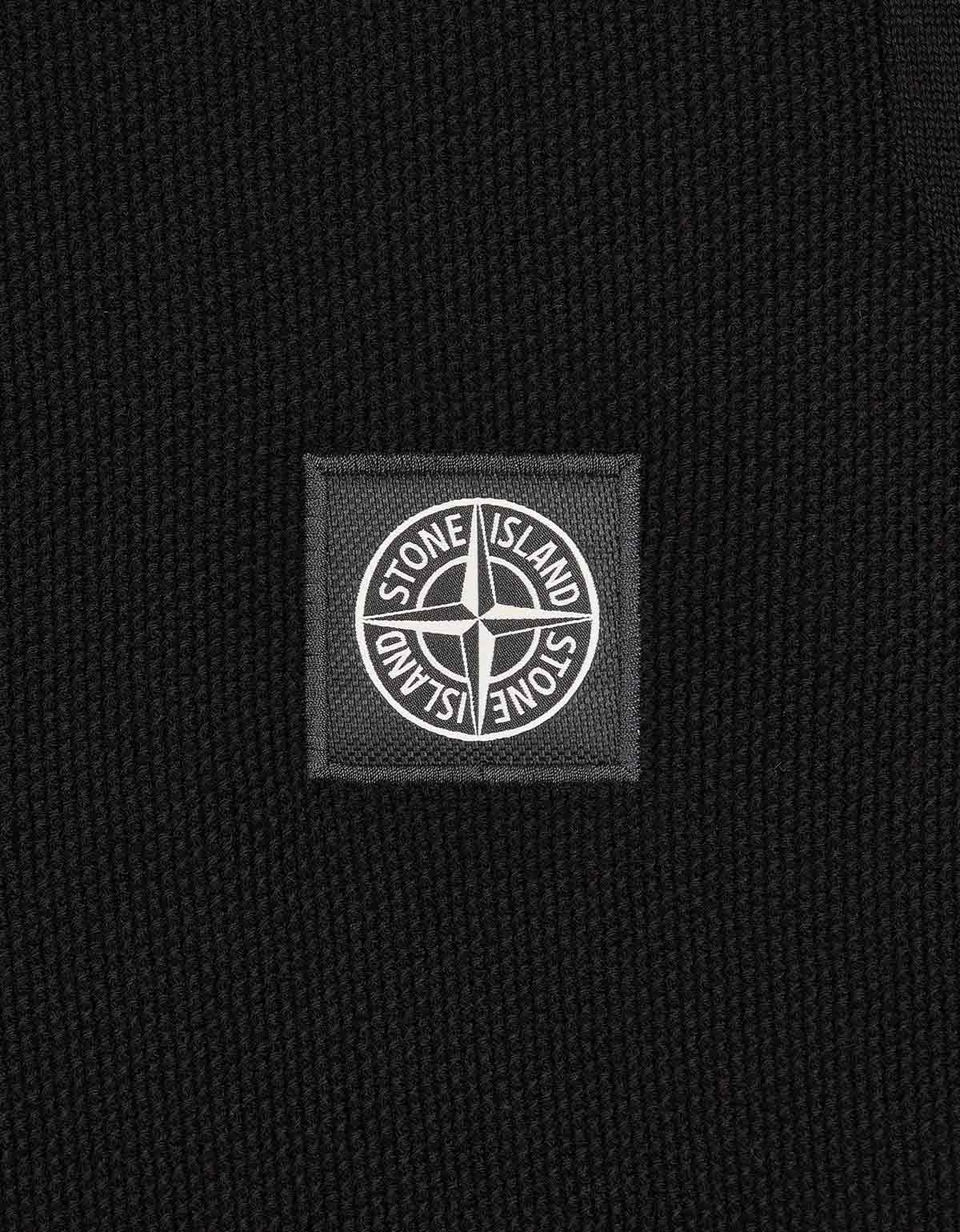 Stone Island Stone Island Black Compass Logo Knitted Polo T-Shirt