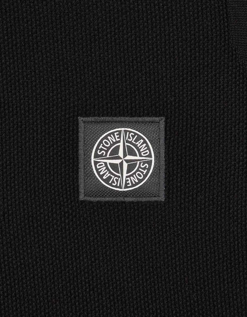 Stone Island Stone Island Black Compass Logo Knitted Polo T-Shirt