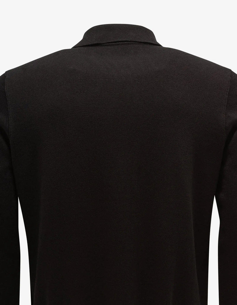 Stone Island Stone Island Black Logo Knitted Long Sleeve Polo