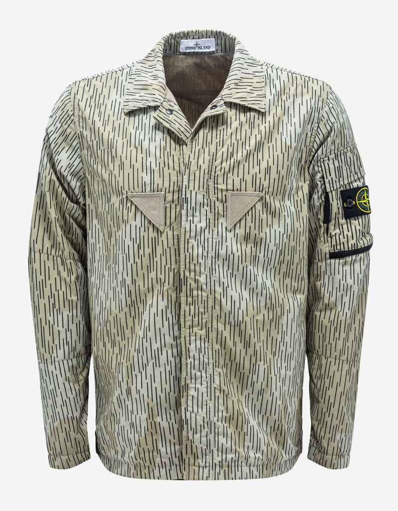 Stone Island Stone Island Ecru Naslan Light Rain Camo Print Overshirt