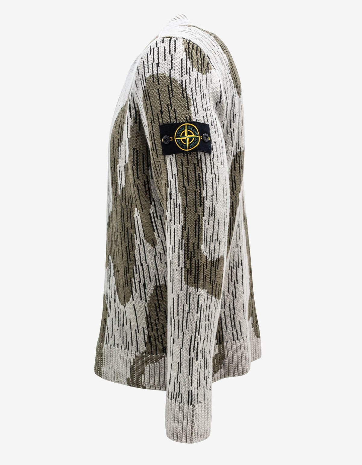 Stone Island Stone Island Ecru Rain Camo Mixed Yarn Sweater