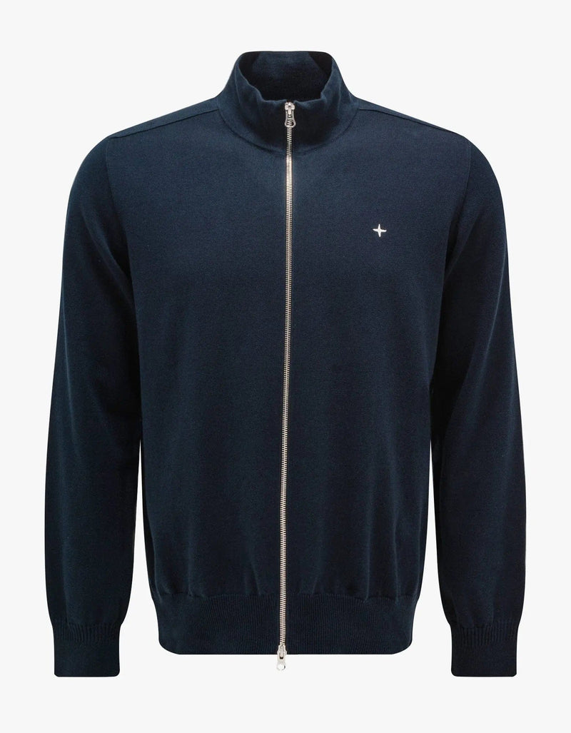 Stone Island Stone Island Navy Blue Zip Knitted Cardigan