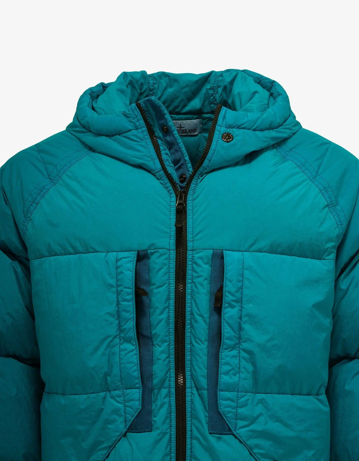 Stone Island Turquoise Blue Garment Dyed Down Jacket Zoo Fashions