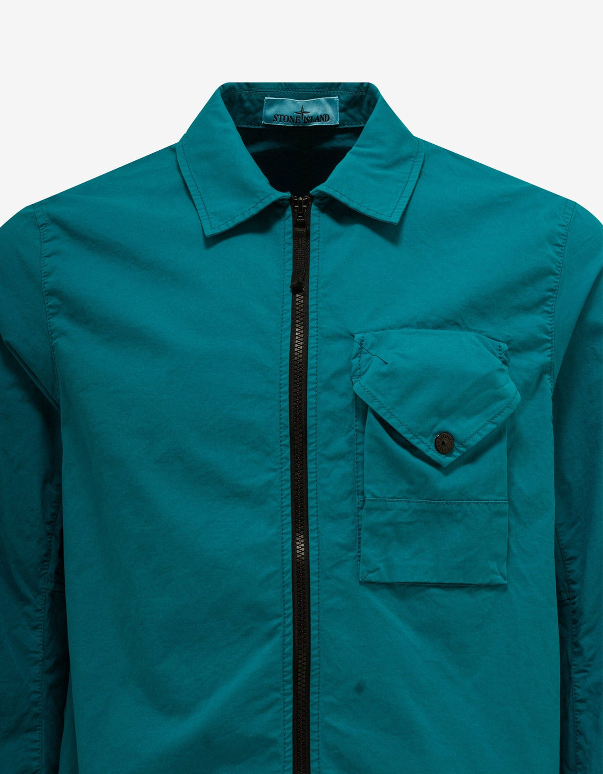 Stone Island Turquoise Blue Garment Dyed Overshirt