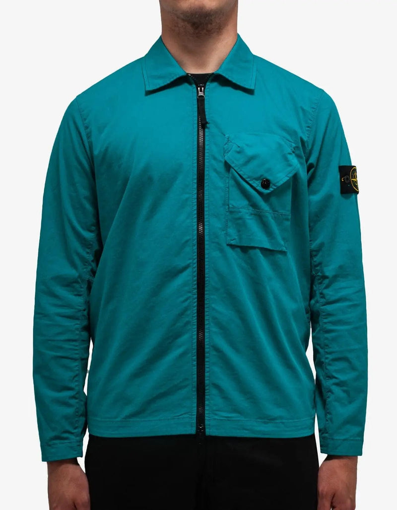 Stone Island Turquoise Blue Garment Dyed Overshirt – Zoo Fashions