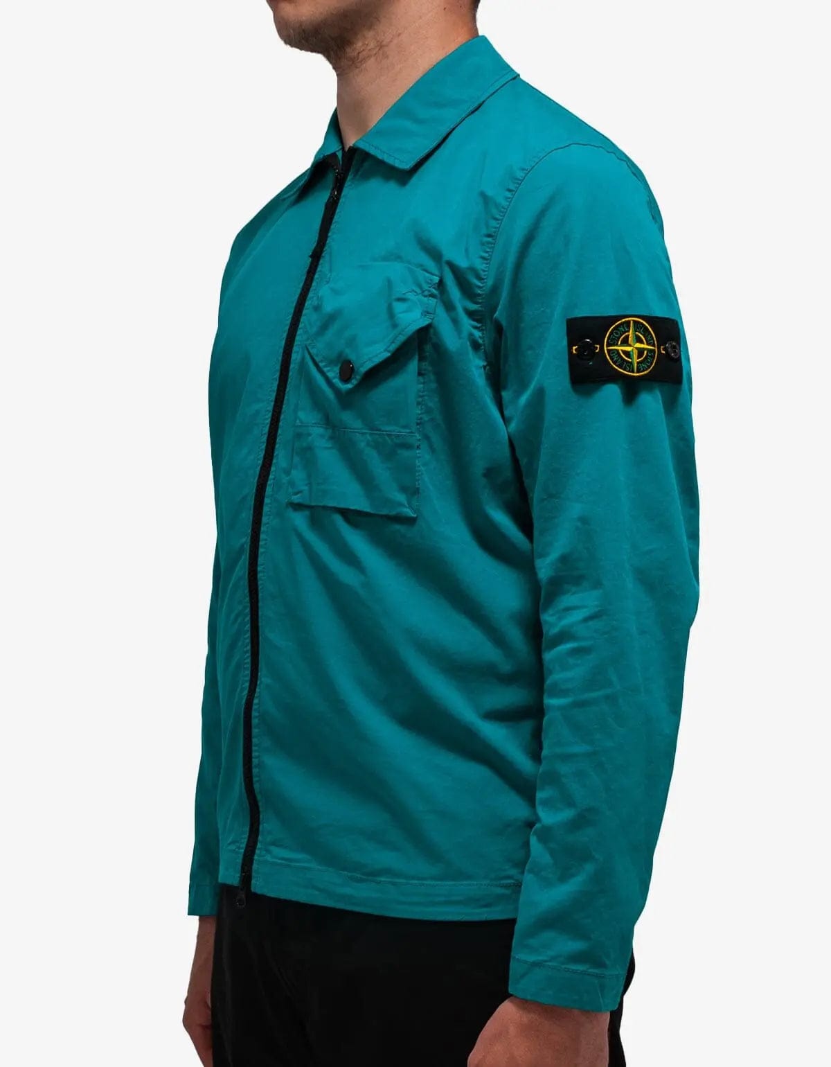 Stone Island Turquoise Blue Garment Dyed Overshirt Zoo Fashions