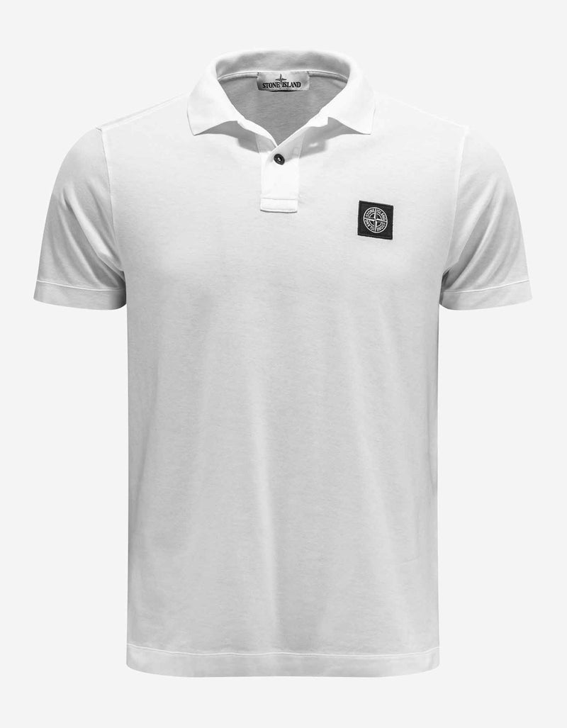 Stone Island White Compass Logo Polo T-Shirt