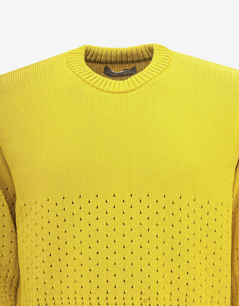 Stone Island Yellow Perforated Sweater