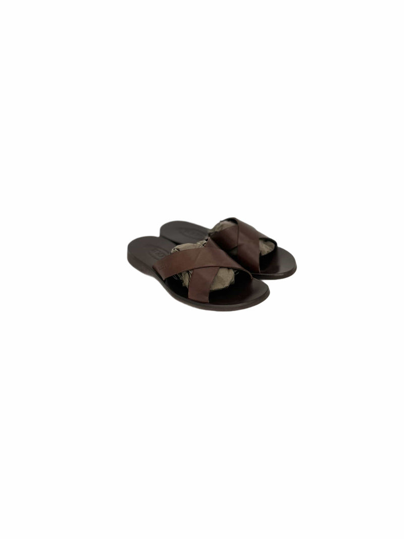 TODS Brown Leather Classic X-over Sandals