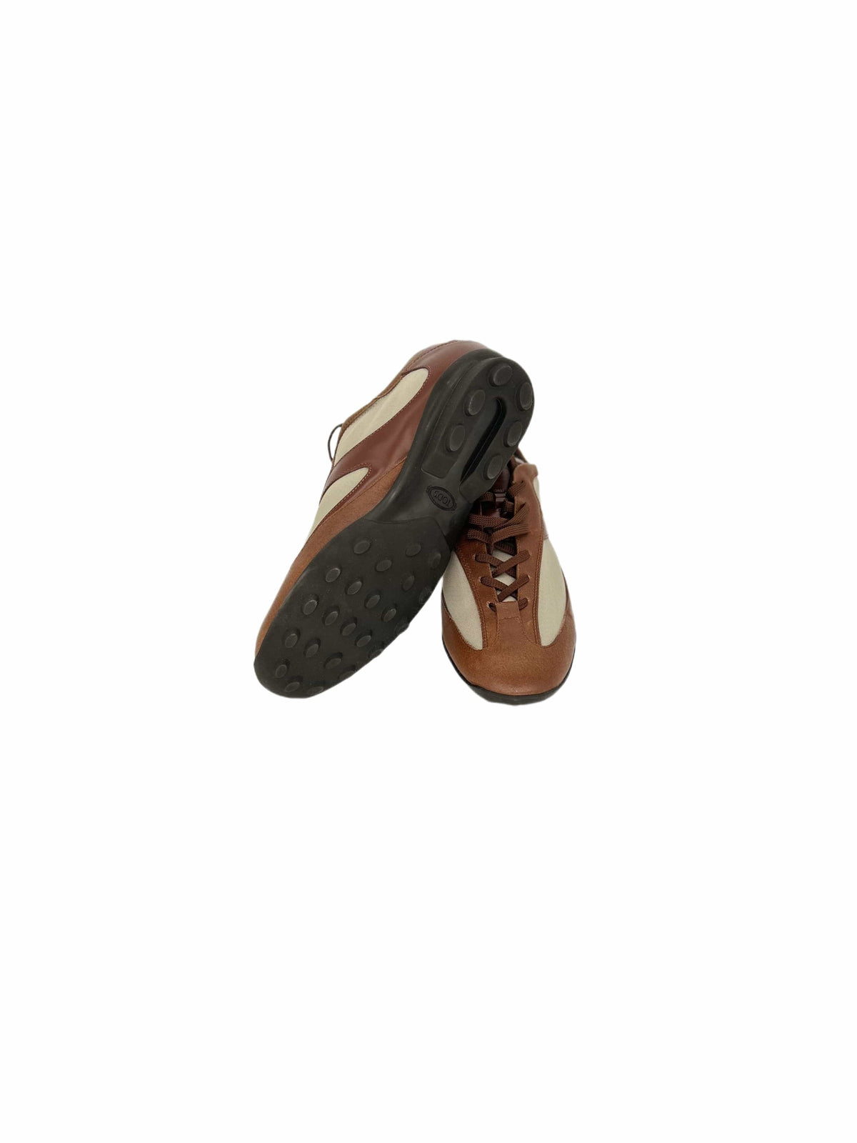 TODS Brown Leather With Canvas Detail Runner Trainers