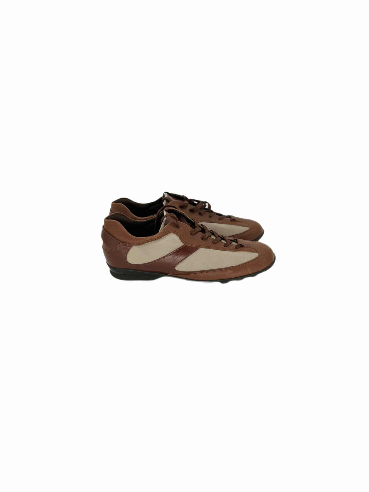 TODS Brown Leather With Canvas Detail Runner Trainers