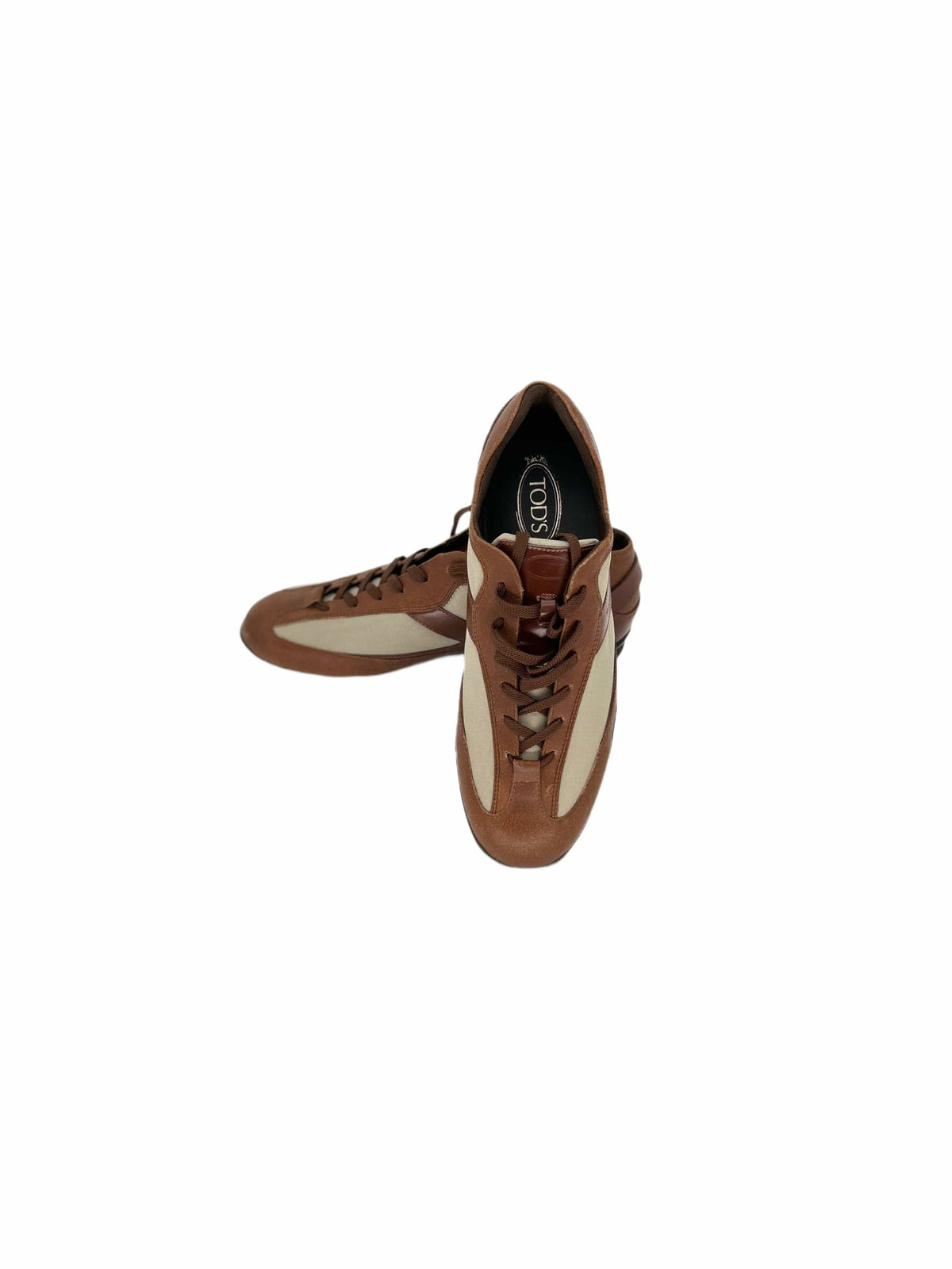 TODS Brown Leather With Canvas Detail Runner Trainers