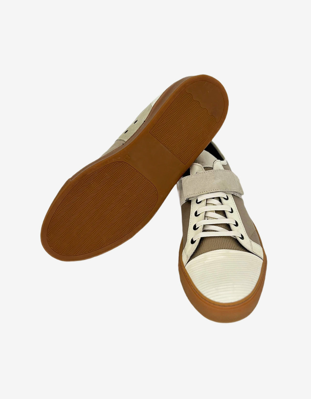 Lanvin Brown Bi Fabric Velcro Strap Sneaker AM5ME2A014 0 BLANC 