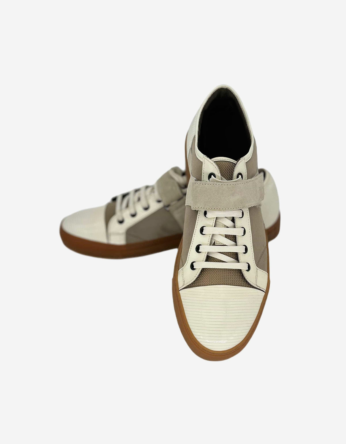 Lanvin Brown Bi Fabric Velcro Strap Trainers AM5ME2A014 0 BLANC