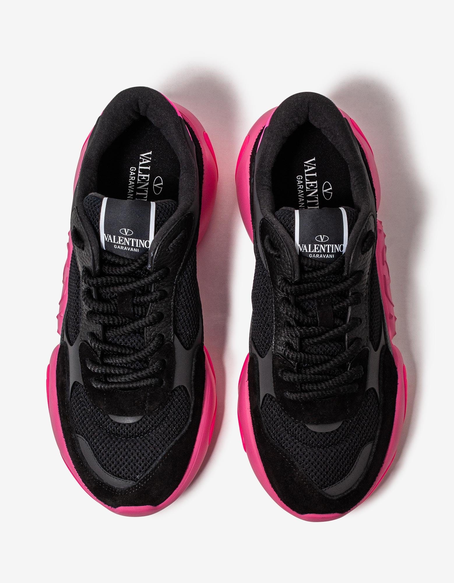 Valentino Black Bubbleback Mesh and Suede Trainers – Zoo