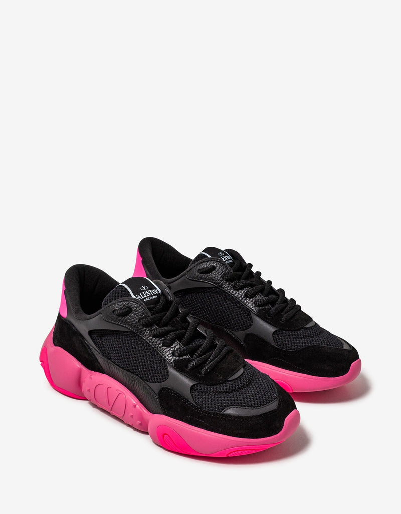 Valentino Black Bubbleback Mesh and Suede Trainers – Zoo Fashions