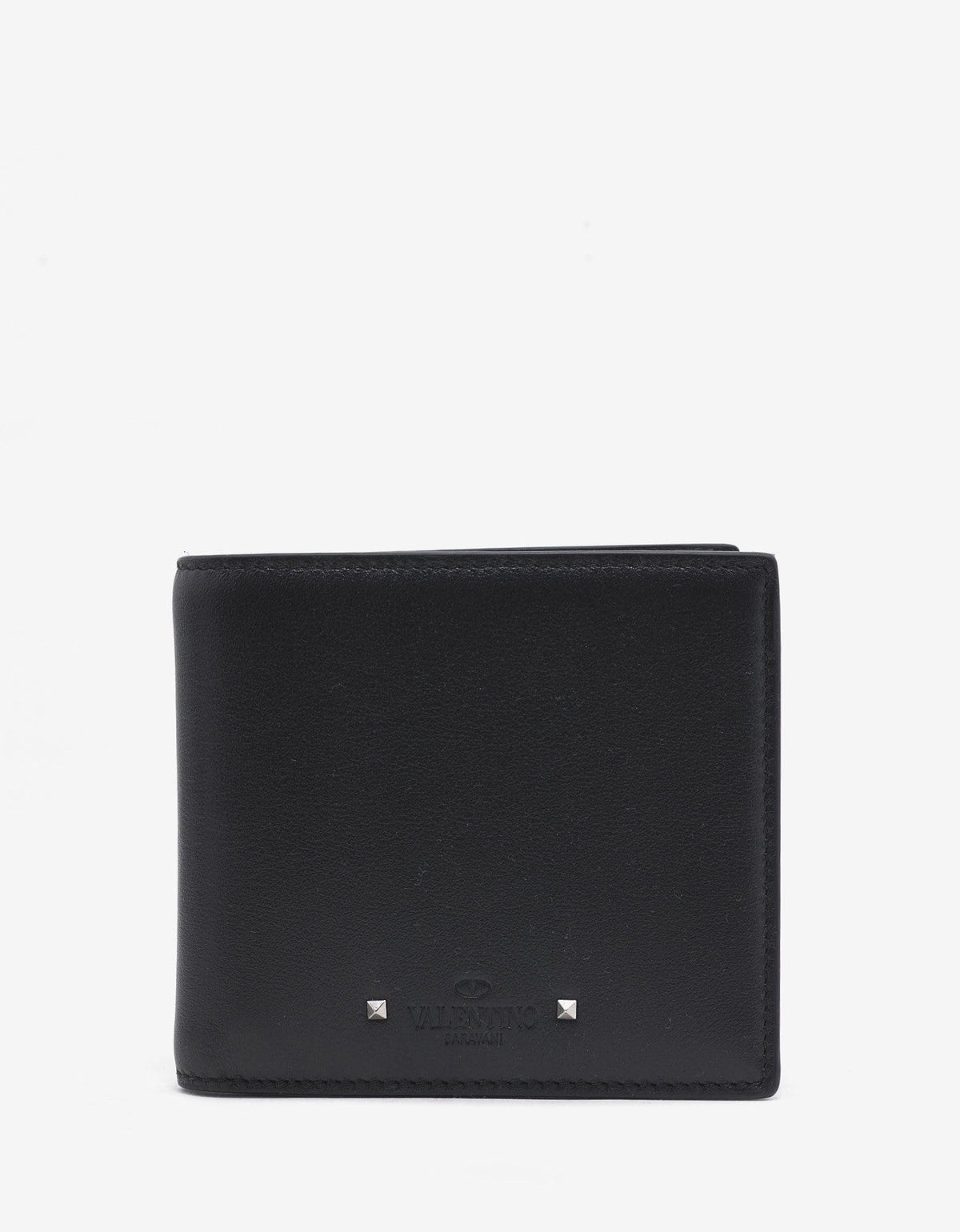 Valentino Garavani Black Leather Rockstud Billfold Wallet