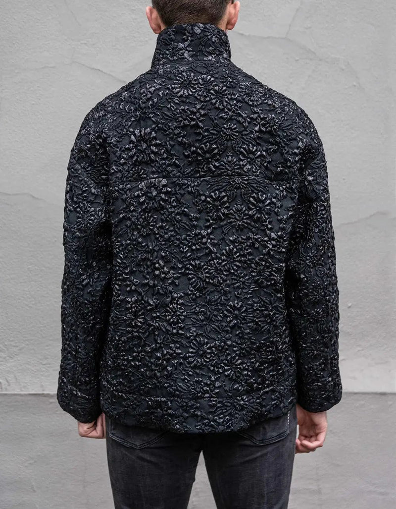 Valentino Garavani Black Nylon Brocade Jacket