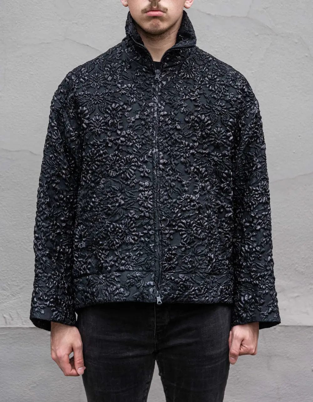 Valentino Garavani Black Nylon Brocade Jacket