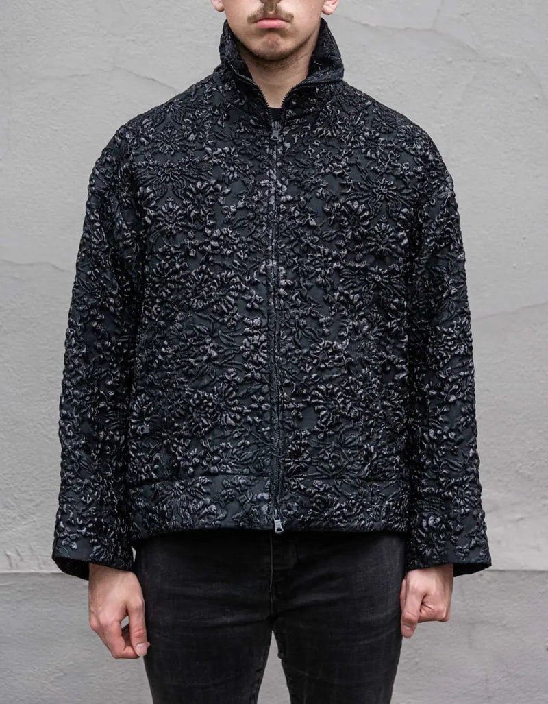 Valentino Garavani Black Nylon Brocade Jacket