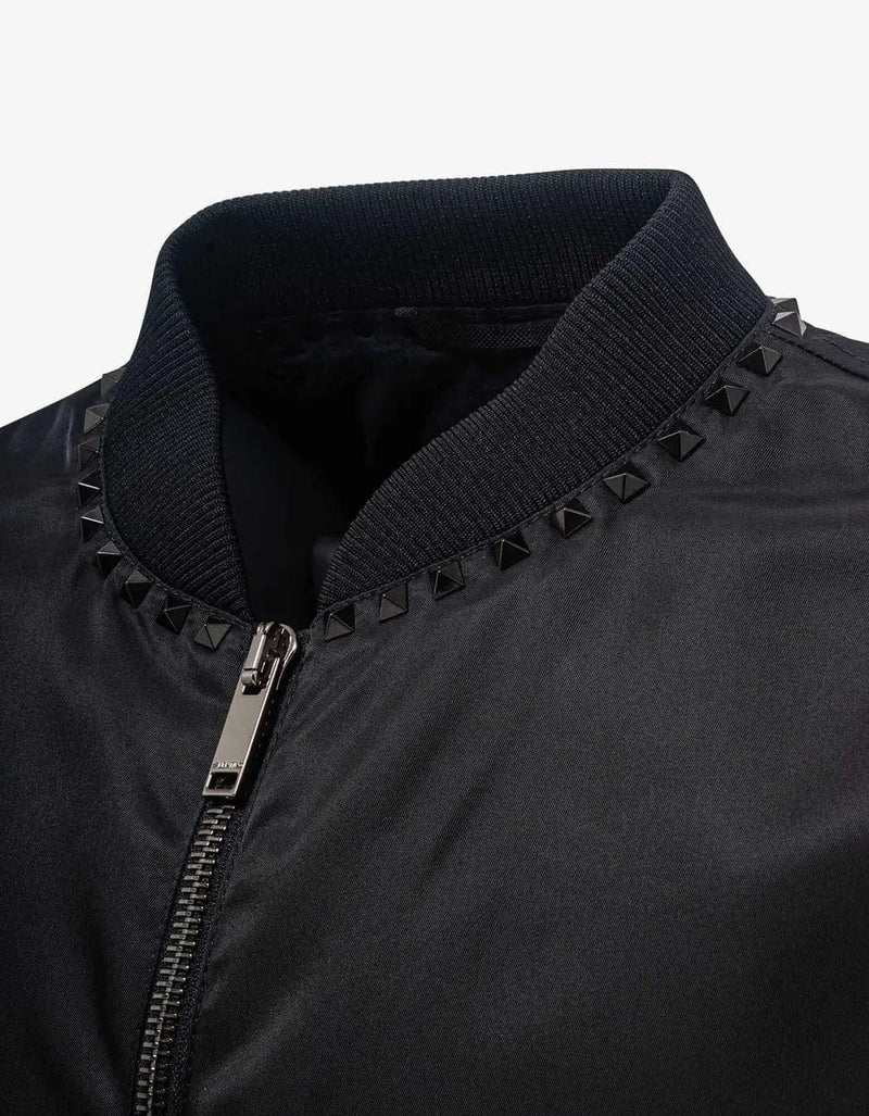 Valentino Garavani Black Untitled Stud Bomber Jacket
