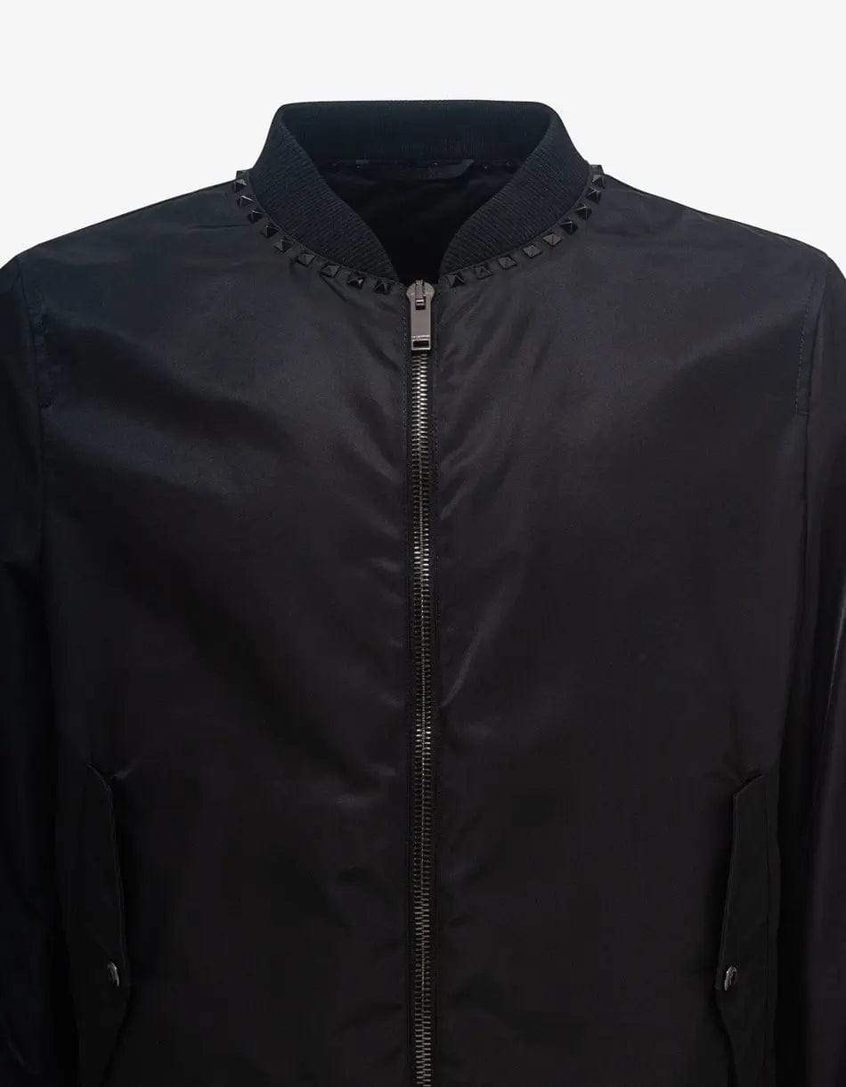 Valentino Garavani Black Untitled Stud Bomber Jacket