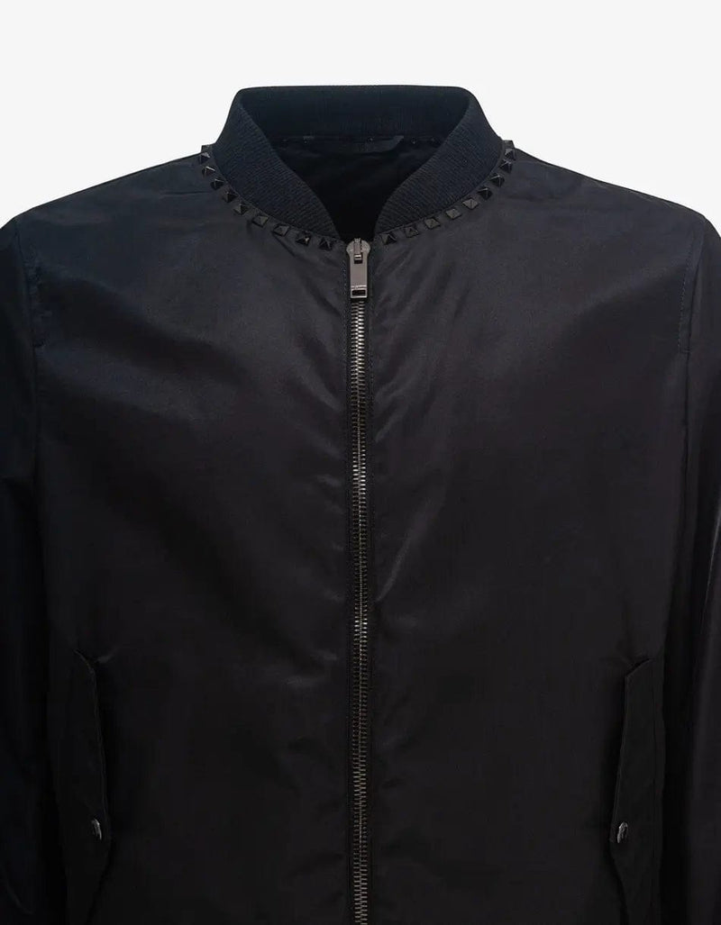 Valentino Garavani Black Untitled Stud Bomber Jacket