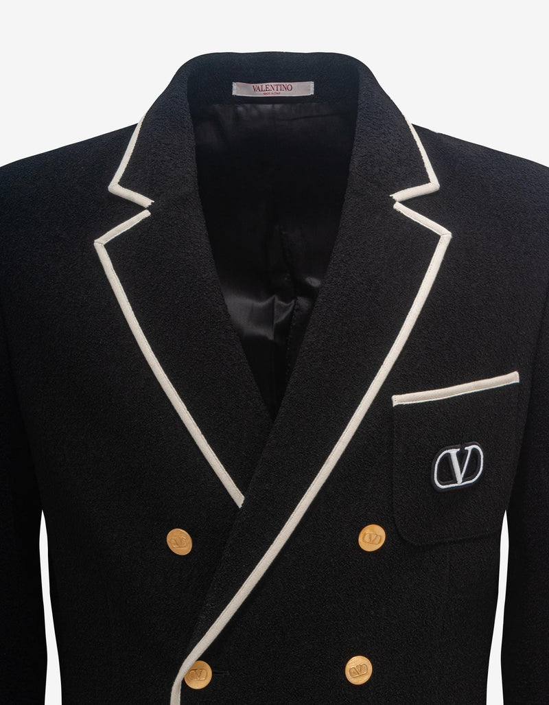Valentino Garavani Black VLogo Double-Breasted Blazer