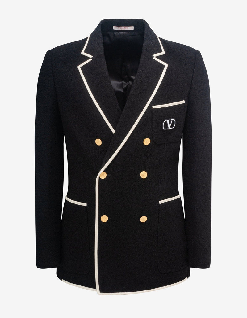 Valentino Garavani Black VLogo Double-Breasted Blazer