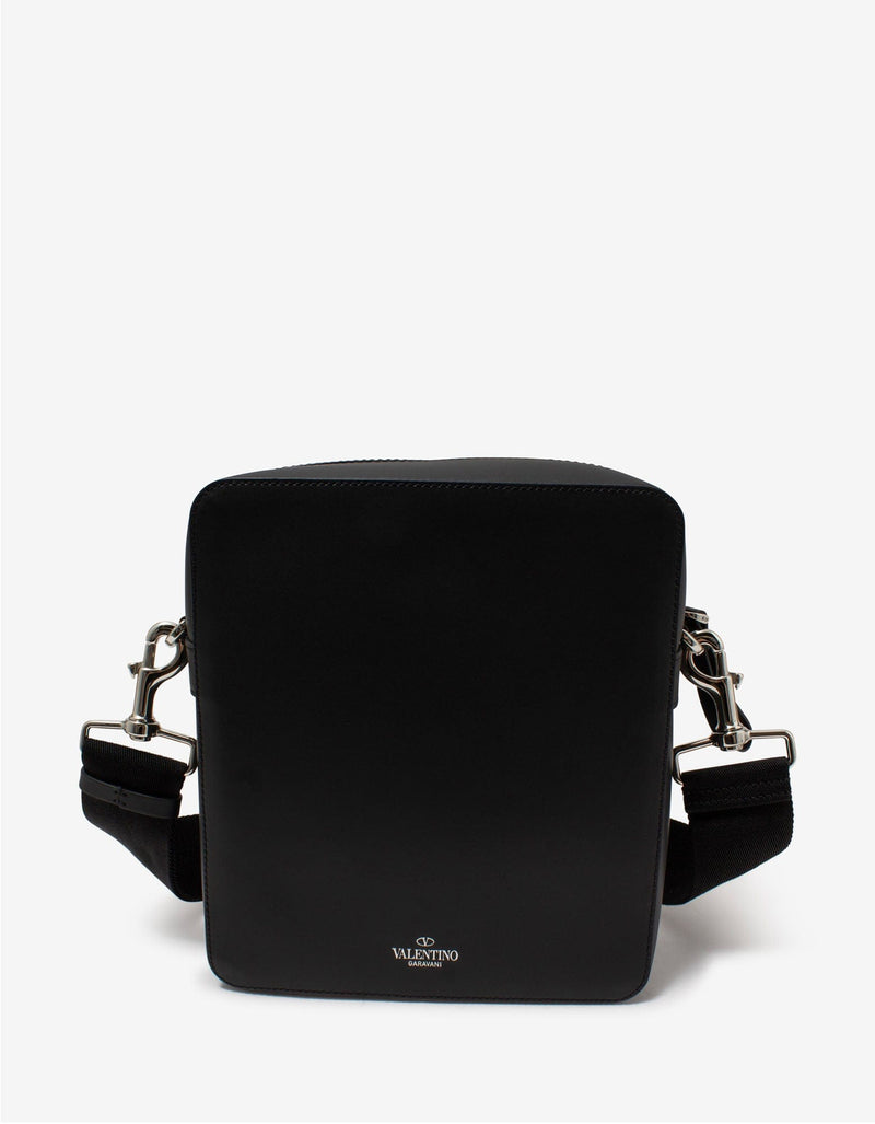 Valentino Garavani Black VLTN Print Leather Crossbody Bag