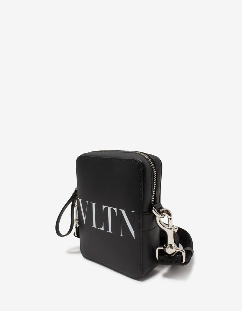 Valentino Garavani Black VLTN Print Leather Crossbody Bag