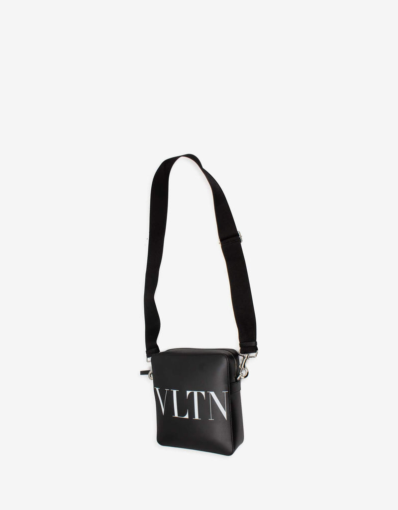 Valentino Garavani Black VLTN Print Leather Crossbody Bag