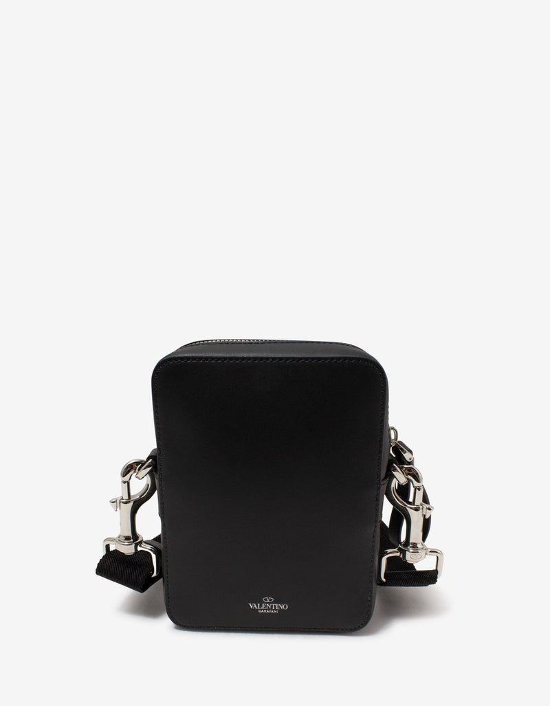 Valentino Garavani Black VLTN Print Leather Crossbody Bag
