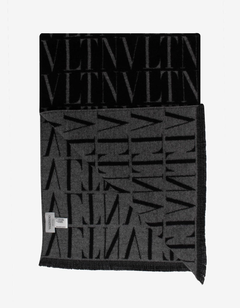 Valentino Garavani Black VLTN Times Wool & Cashmere Scarf