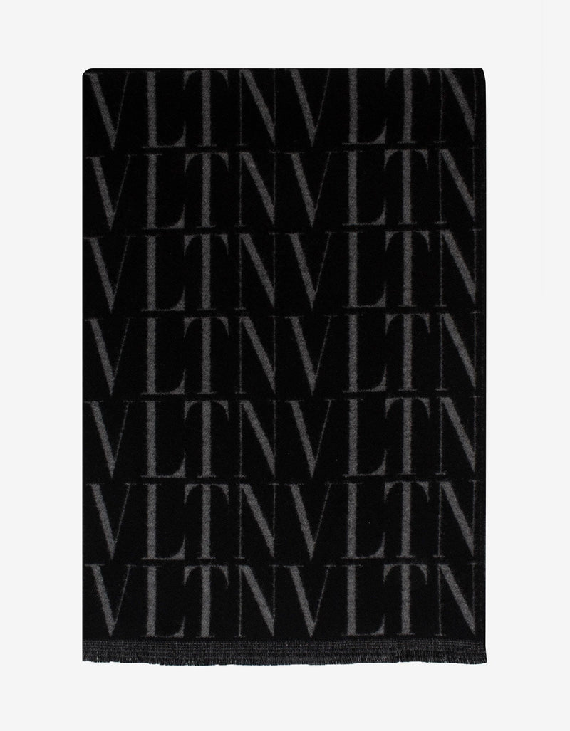 Valentino Garavani Black VLTN Times Wool & Cashmere Scarf