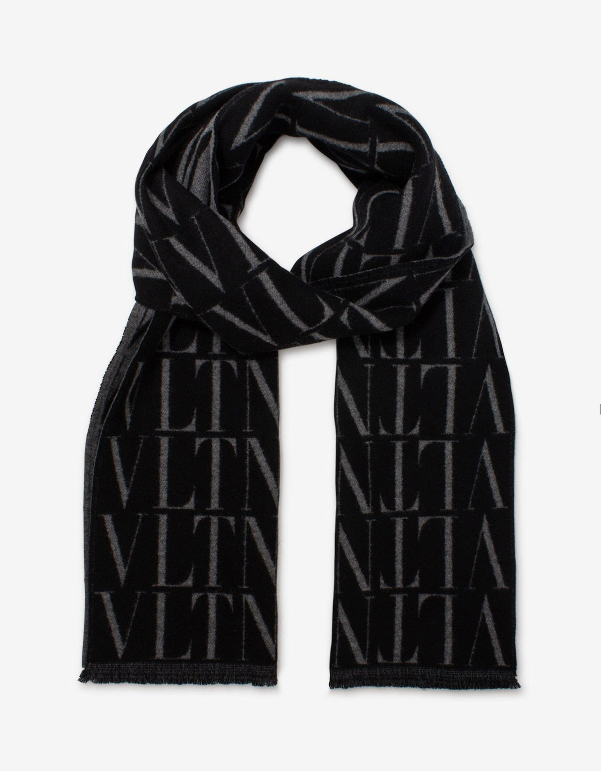 Valentino Garavani Black VLTN Times Wool & Cashmere Scarf