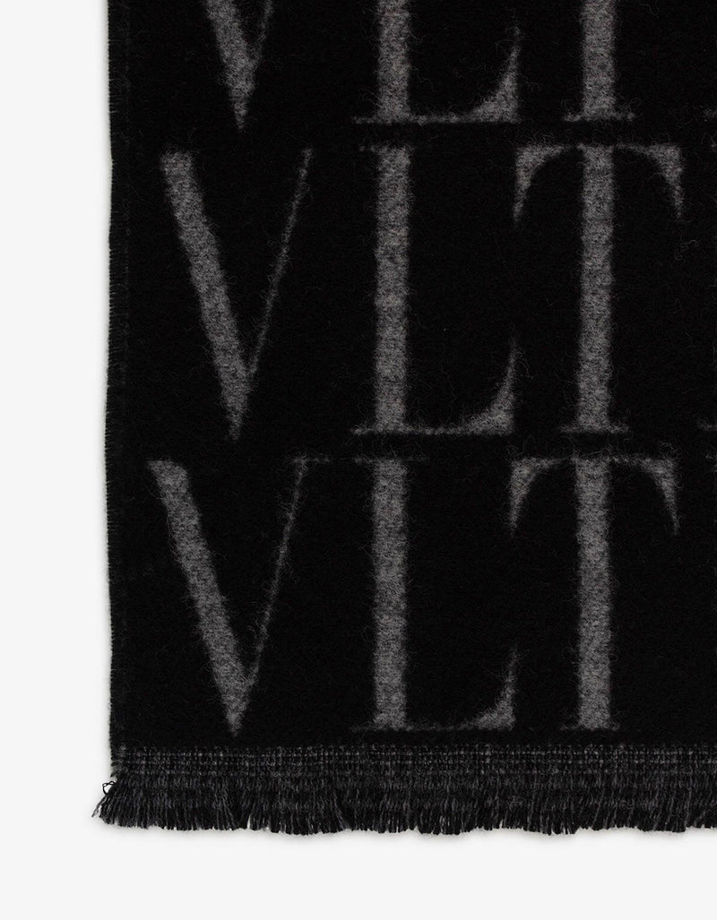 Valentino Garavani Black VLTN Times Wool & Cashmere Scarf