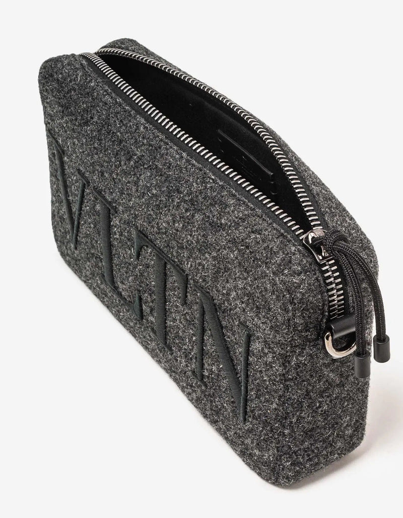 Valentino Garavani Grey VLTN Felt Crossbody Bag