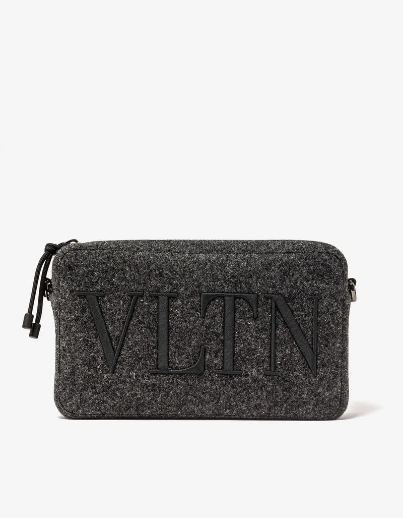 Valentino Garavani Grey VLTN Felt Crossbody Bag