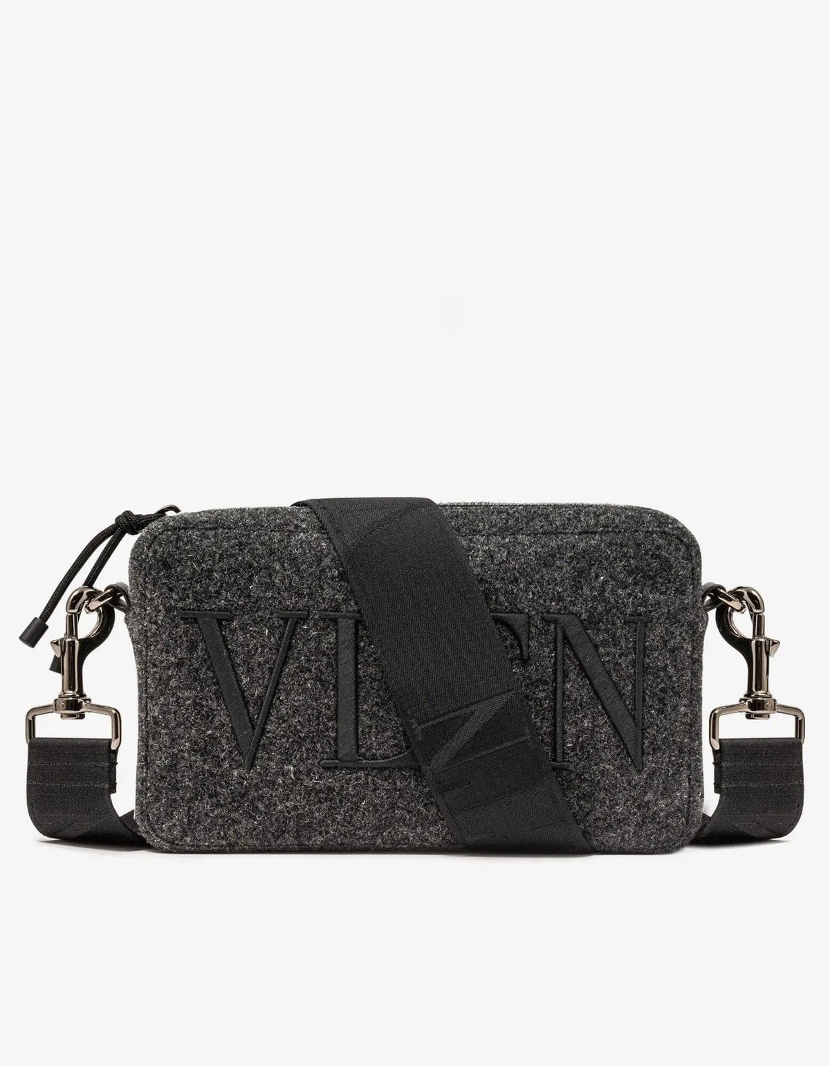 Valentino Garavani Grey VLTN Felt Crossbody Bag