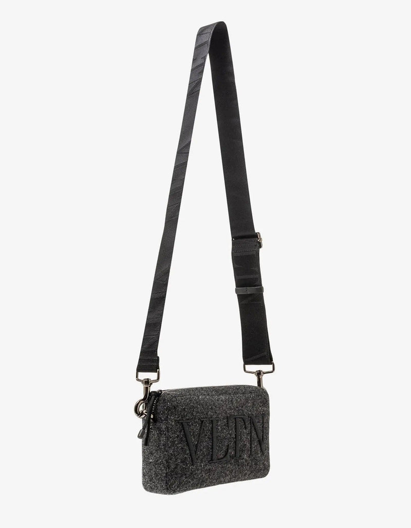 Valentino Garavani Grey VLTN Felt Crossbody Bag