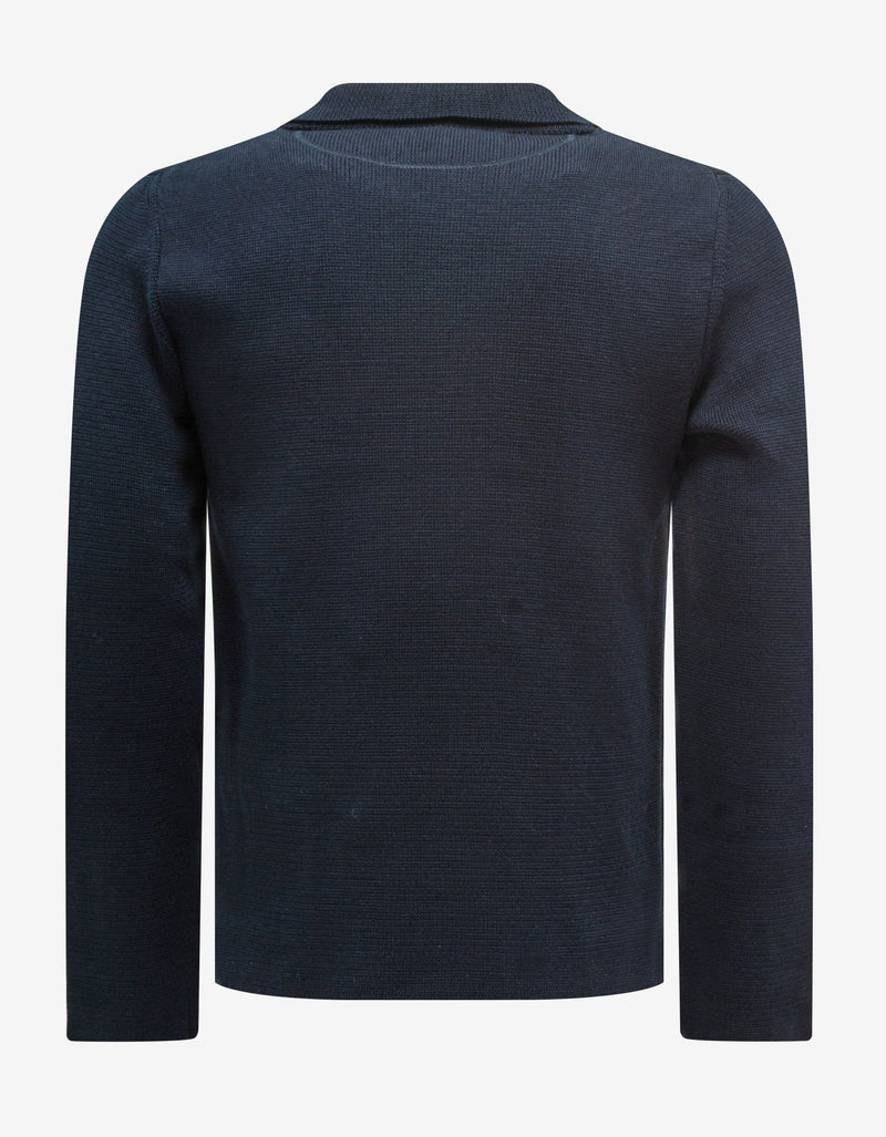 Valentino Garavani Navy Blue Double-Breasted Knitted Jacket
