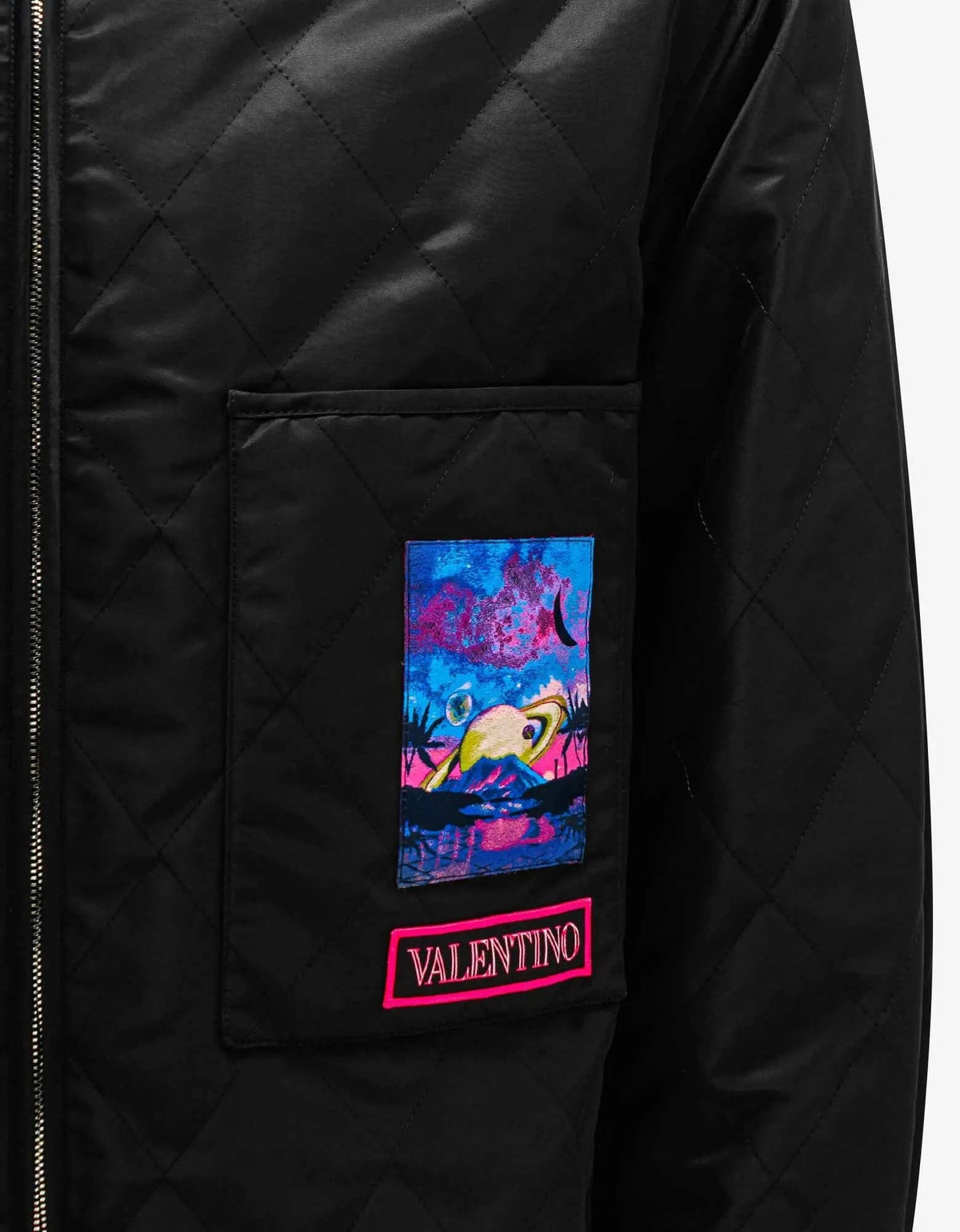 Valentino Black Quilted Jacket with Vaporwave Patches – Zoo Fashions Valentino Black Quilted Jacket with Vaporwave Patches – Zoo Fashions