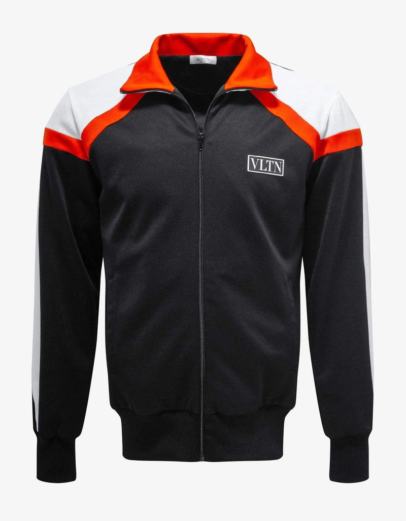 Valentino Black Track Jacket with Orange Stripes – mens designer Valentino Black Track Jacket with Orange Stripes – mens designer