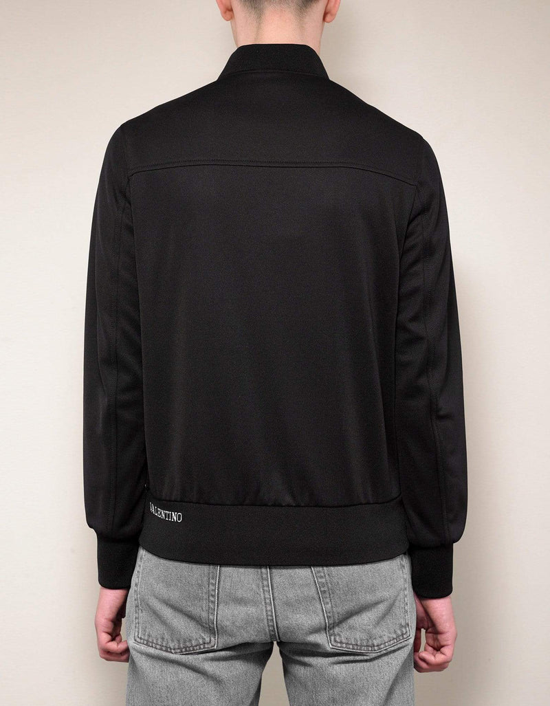 Valentino Garavani Valentino Garavani Black Track Jacket with Tonal Stripes
