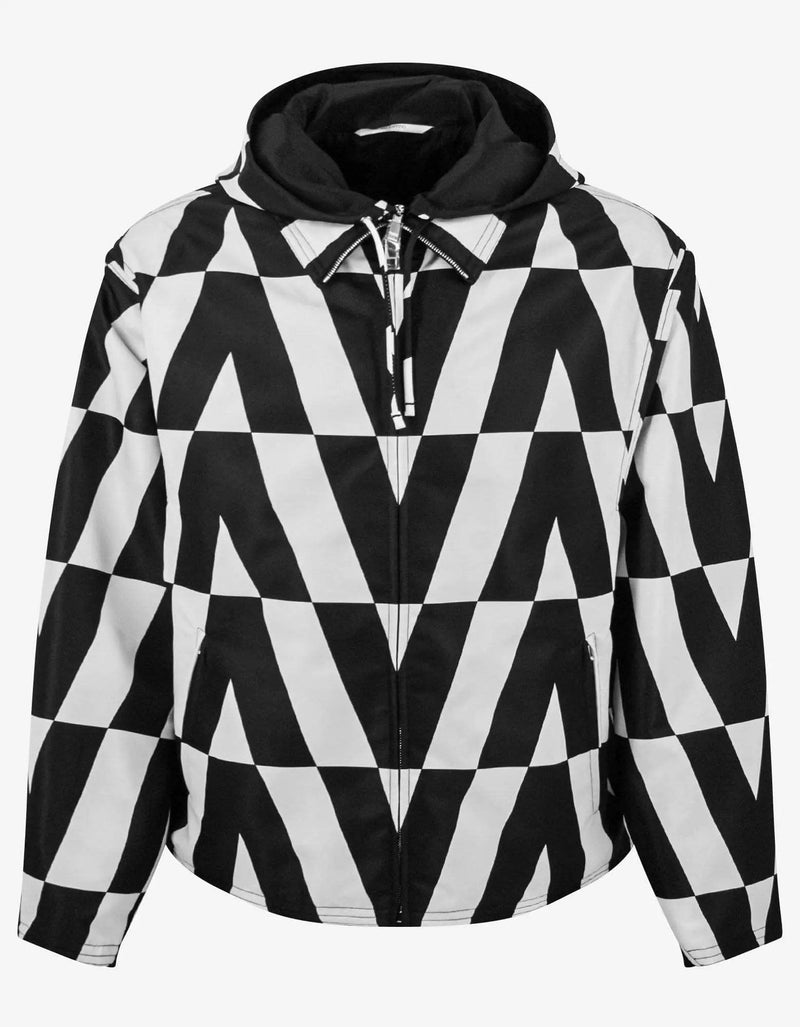 Valentino Black & White Logo Monogram Nylon Windbreaker – mens Valentino Black & White Logo Monogram Nylon Windbreaker – mens